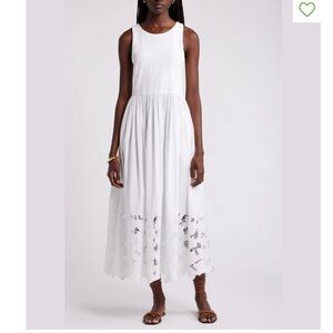 Nordstrom Embroidered Sleeveless Mixed Media Dress